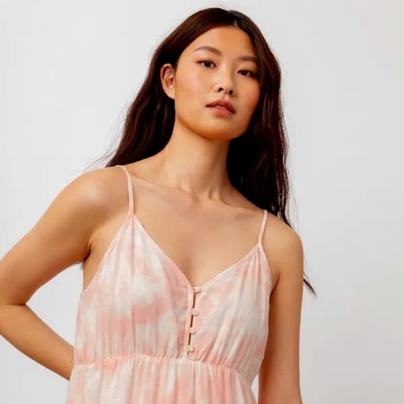 RAILS MIDI Dress XL LINEN Blend DELILAH Pink Tie Dye Adj. Spaghetti Straps $188 - Picture 5 of 13
